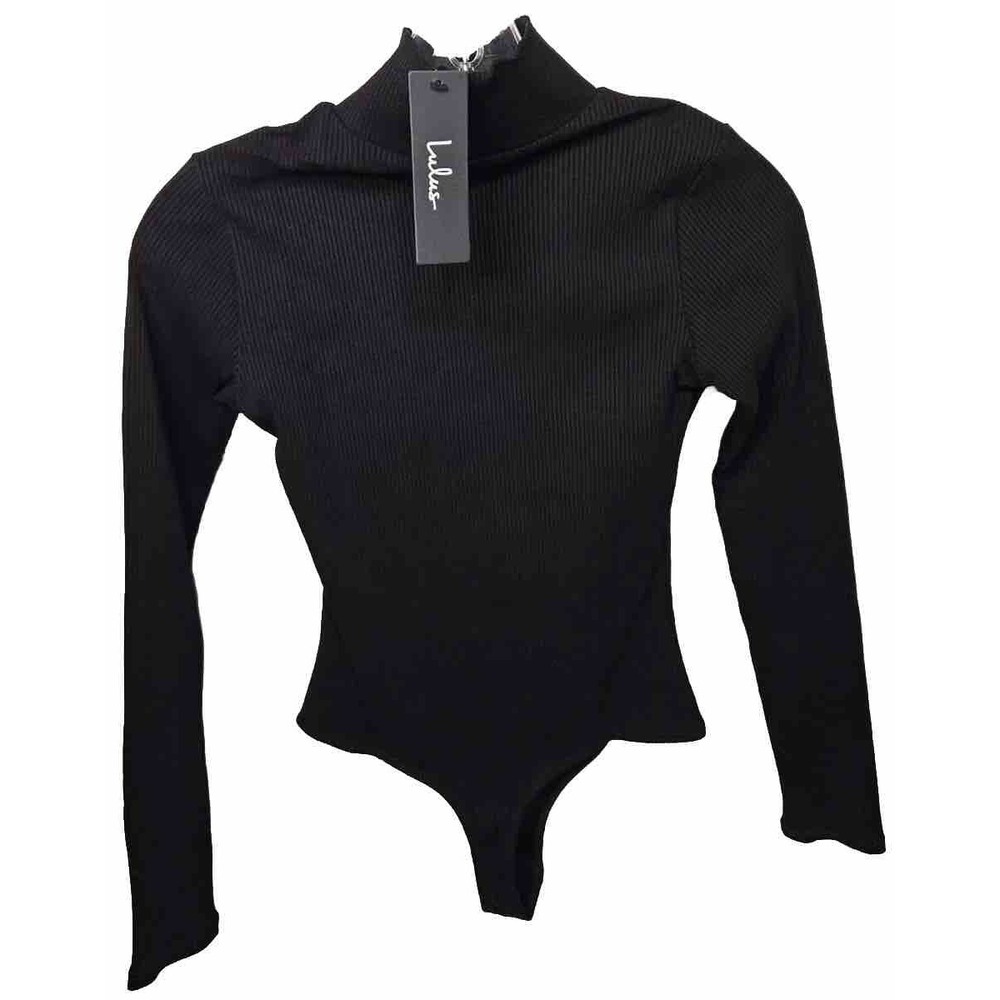 LULUS Bodysuit  Black  Mock Neck Long Sleeve Size XS NEW‎ With Tag